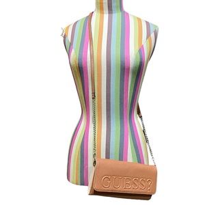 Guess Tan Faux Leather Small Crossbody Bag